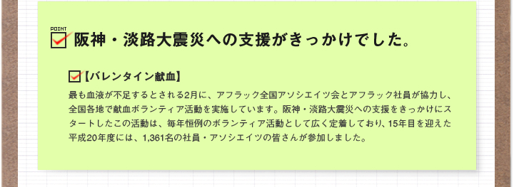 阪神・淡路大震災への支援がきっかけでした。